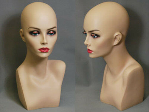 Realistic Female Mannequin Head Bust Wig Hat Jewelry Display Holder